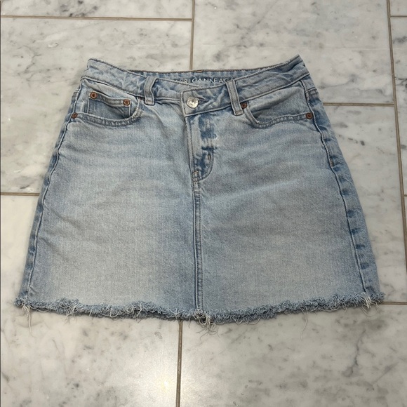 American Eagle Outfitters Light Blue Frayed Mini Skirt - Picture 1 of 3